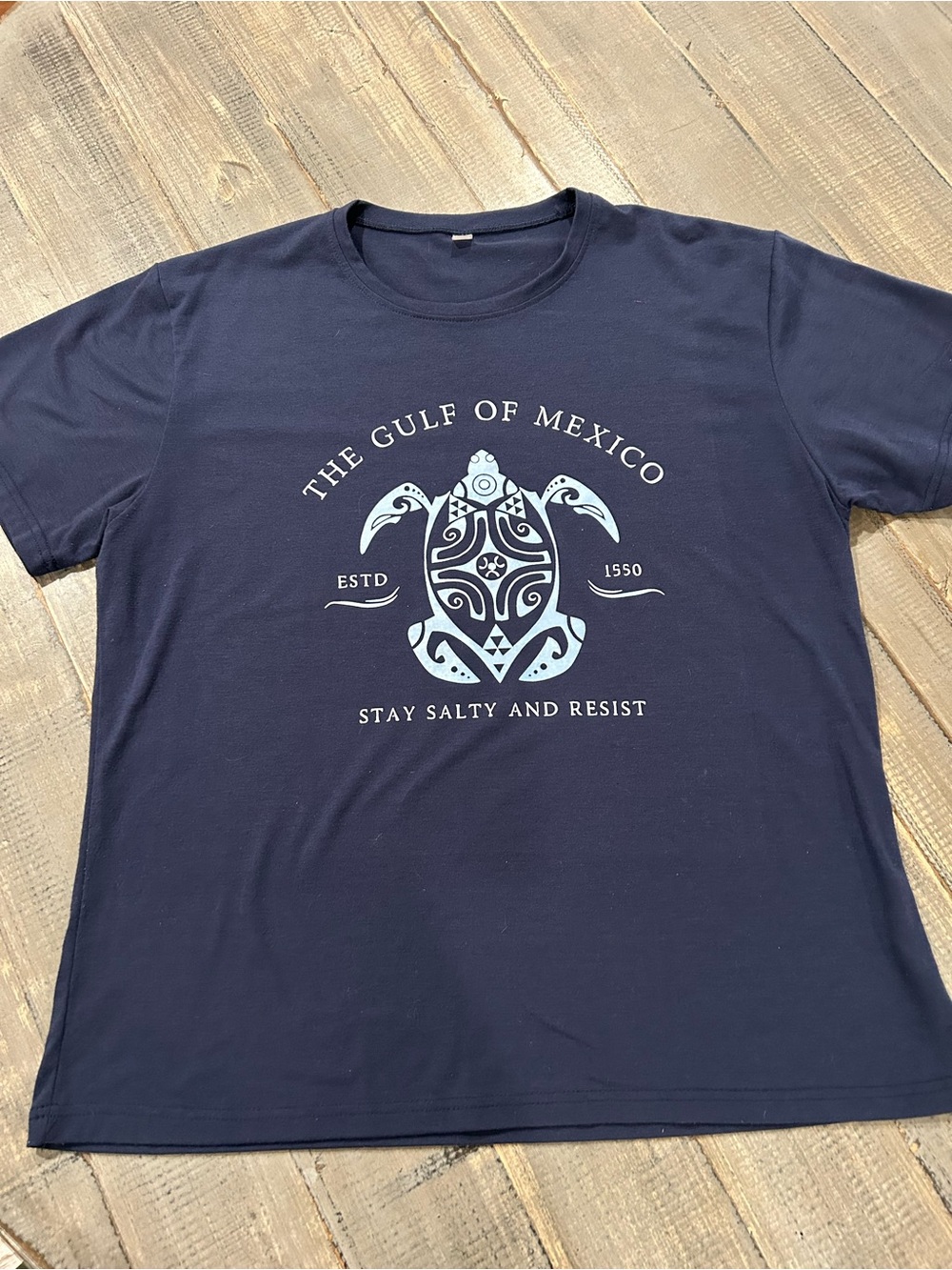 Gulf of Mexico Navy Graphic Tee - Stay Salty and Resist